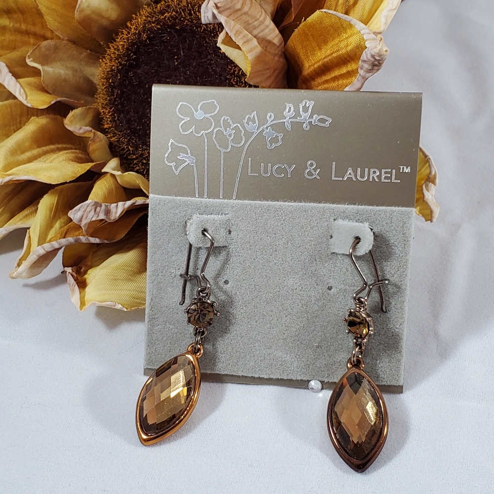 Lucy & Laurel dangle faceted clear stone earrings